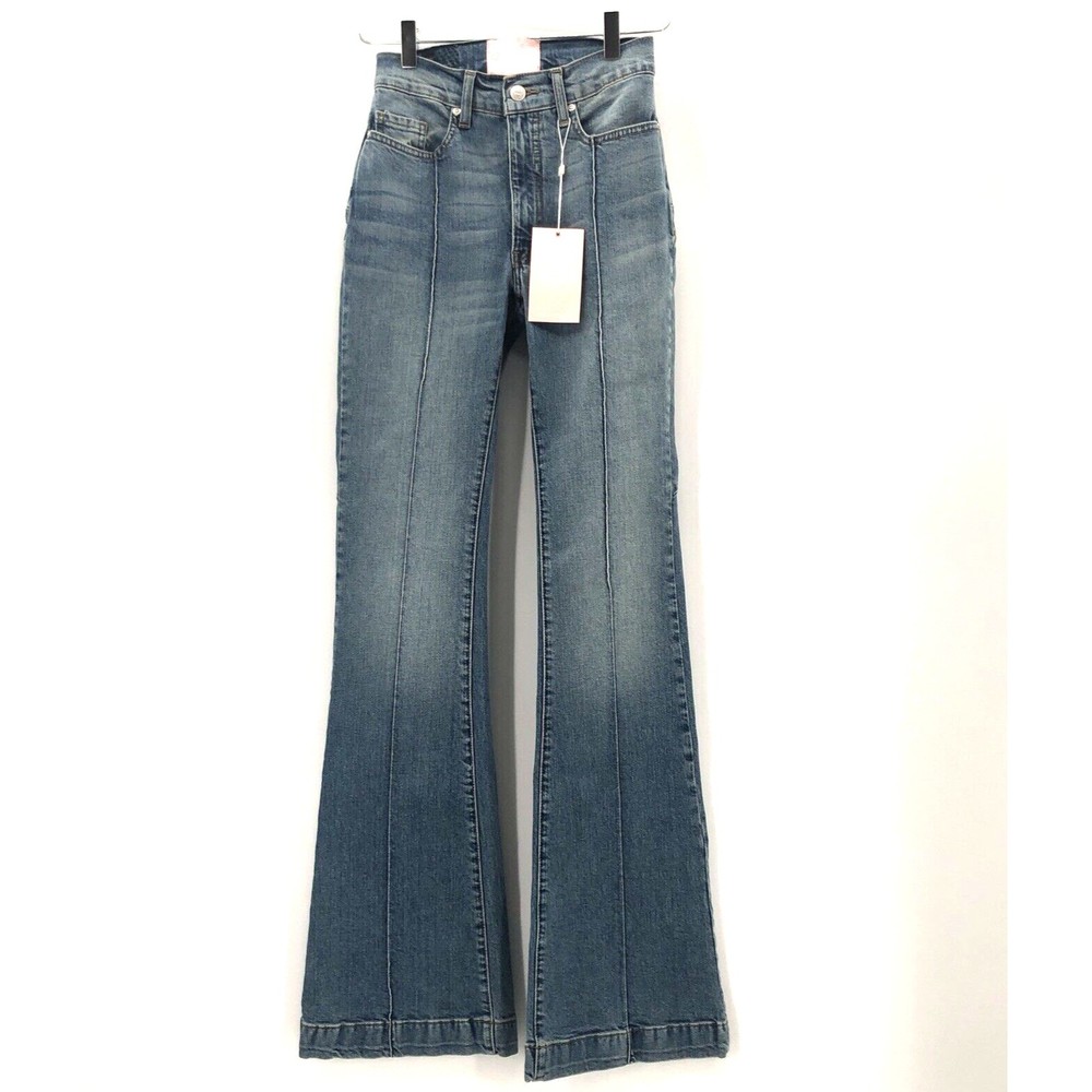 Revice Denim Jeans 24 Venus Star Flare Blue Medium Wash Mid Rise 32.5" Ins NEW